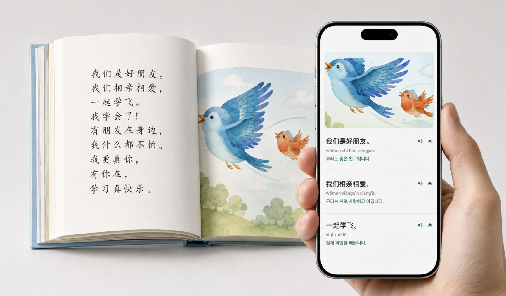 Pikabook app with book and phone